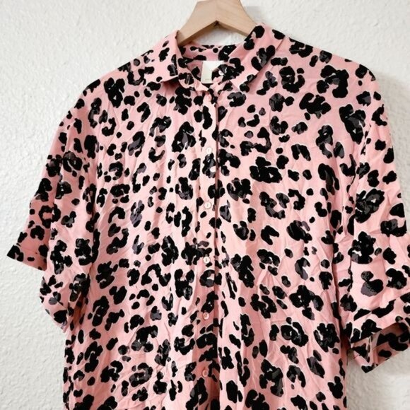 Maeve x Anthropologie Rita Pink Leopard Printed Tunic Blouse Women's Size Small - Picture 8 of 8